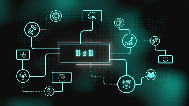 complete blueprint for a successful b2b partnership. a futuristic framework for business-to-business strategy. digital ecosystem of modern b2b commerce.