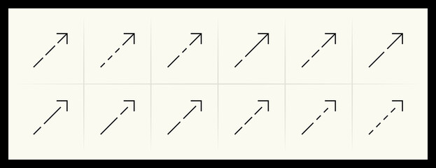 Arrow top right direction icon set. Interface arrows, direction, navigate, top right, up, upward and more.