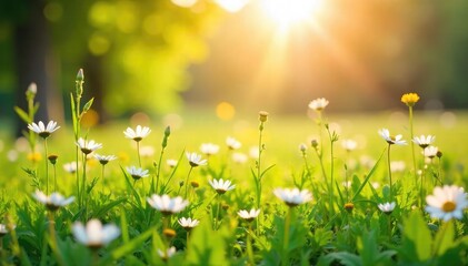 Sunlit Meadow Wildflowers Gently Swaying in Breeze Serenity, Joy, and Simple Pleasures of Nature