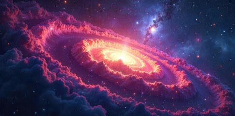 Stunning vista of a swirling nebula, vibrant colors illuminating cosmic dust and distant galaxies Perfect for space exploration, astronomy, and science fiction projects , exploration, nebulae, stars