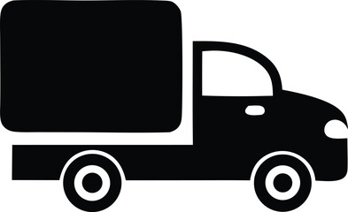 Simple silhouette of a delivery truck ideal for logistics shipping and transportation services commercial vehicle icon