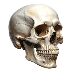 3D Human Skull Model, Isolated Transparent Background PNG