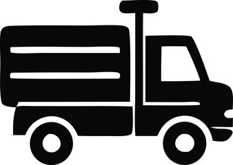 Simple silhouette icon of a delivery truck representing logistics transportation and shipping services for business needs