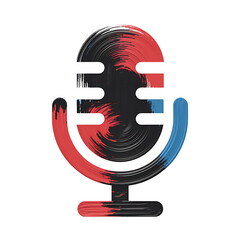 A vibrant microphone icon splashes with creativity evoking passion and inspiration in red and blue