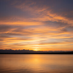Fototapeta premium sunset over the lake