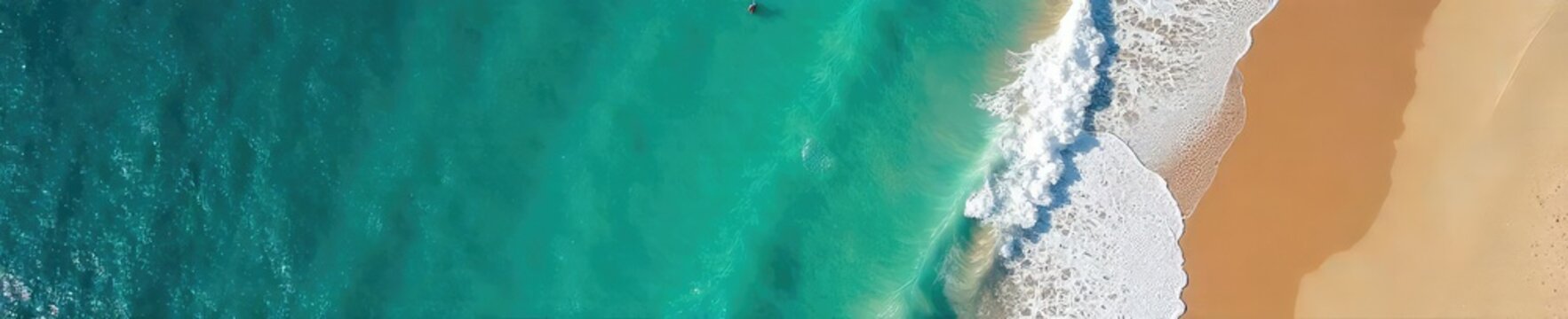 Stunning aerial view of turquoise ocean water, waves crashing on a pristine beach Perfect for travel, nature, and environmental themes , serenity, ecosystem