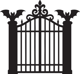 Gothic Gate Silhouette with Bats
