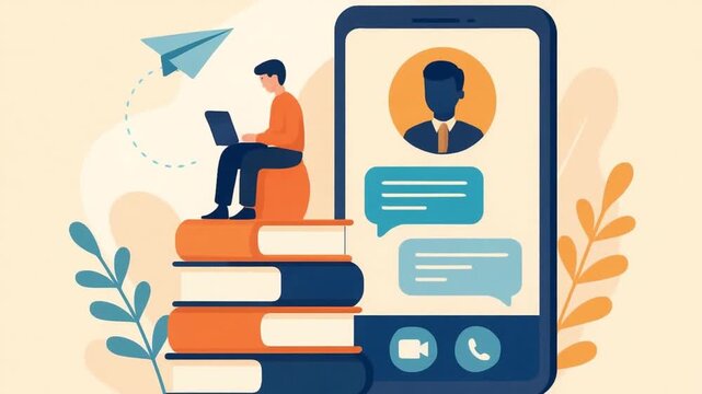 Modern E-learning Concept with Online Communication and Books