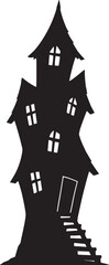 Crooked Haunted House Silhouette