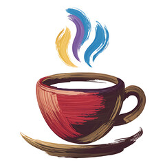 A warm inviting cup of coffee steaming with colorful flavors ready to start your creative day in