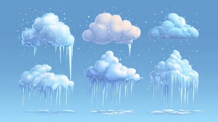 Collection Of Cartoon Icy Clouds