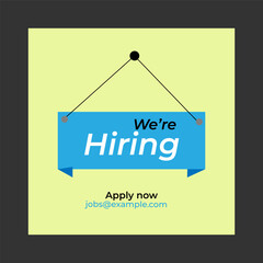 We are hiring recruitment open job vacancy design vector social media post banner template or web banner layout .