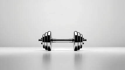 An isolated metal dumbbell weight for fitness and strength training on a white background