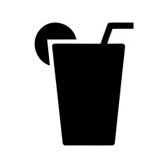 Stylized Black and White Silhouette Image of a Refreshing Drink with Lemon