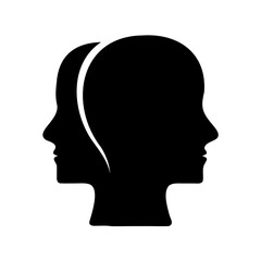 Silhouette of two human heads facing each other, representing psychology and connection