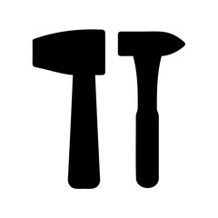 Two silhouettes of different style hammers, showcasing blacksmith and general tools