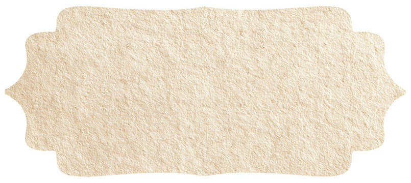 A blank, textured paper label is presented in a vintage, elegant style. This provides a space for text or graphic with the potential to convey a sense of artistry and charm.