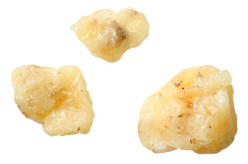 Natural elemi resin isolated on white background, top view.