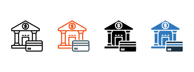 Bank multiple icon style vector illustration