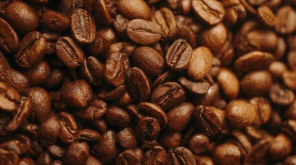 Fototapeta premium Aesthetic Flat Lay of Coffee Beans in Girly Beige and Brown Tones