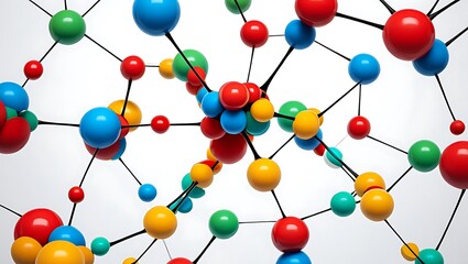 Colorful molecular structure model isolated on white background