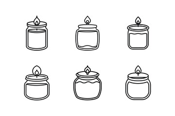 scented candle jar line art vector illustration