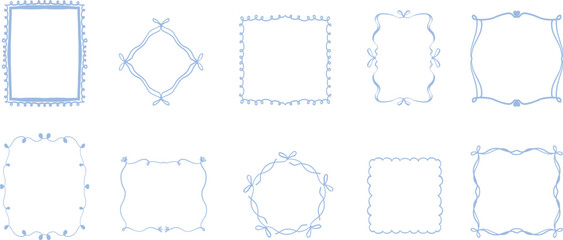Hand Drawn Decorative Coquette Ribbon Frames