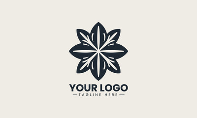 Elegant black silhouette of a beautiful six-petaled lily flower with stamen creating a detailed vector logo illustration design