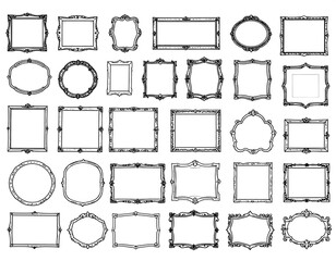 Collection of decorative picture frames in various shapes