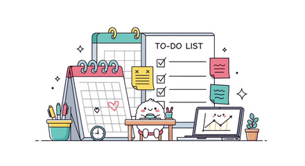 Fototapeta premium A delightful depiction of organization productivity and happiness through charming illustration