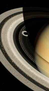 Saturns Rings and Planet Close Up View.