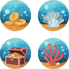 Fototapeta premium Easter vector icon set with colorful cartoon illustrations