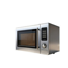 Obraz premium 3d stainless steel microwave oven isolated on transparent background