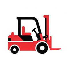 Forklift Icon Red and Black Industrial Vehicle Illustration