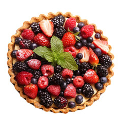 Round fruit tart, overhead view