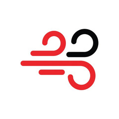 Wind Icon Stylized Red Black Weather Graphic