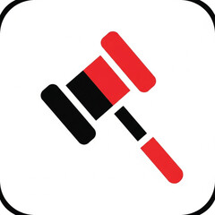 Gavel Icon Red Black Flat Design Legal Justice Symbol