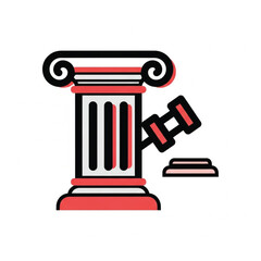 Law And Justice Icon With Pillar And Gavel