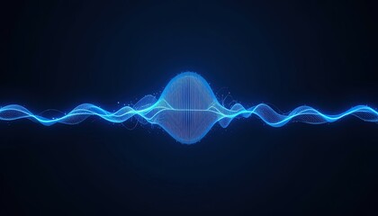 Dynamic blue sound waves pulsing rhythmically against a dark backdrop, perfect for technology, music, and innovation projects needing a modern touch