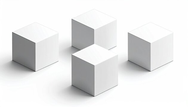 White Cubes Arranged on Plain Background, Conceptual Use. Copy space around boxes