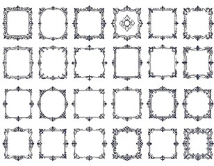 Collection of decorative square and round frames