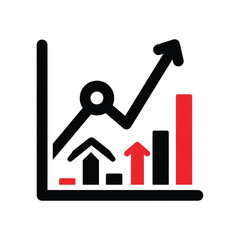 Growth Chart Icon with Upward Trend and Business Statistics