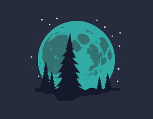 Naklejka premium Moon in flat design style