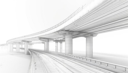 Wireframe drawing showing elevated roadways. Ideal for engineering presentation