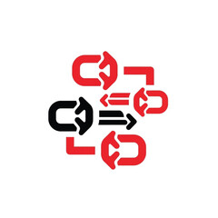 Fototapeta premium Data Flow Abstract Red Black Process Diagram Vector Illustration