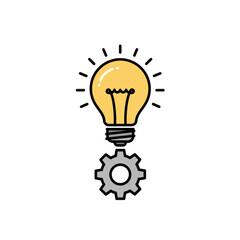 Vector Illustration of Lightbulb and Gear in Modern Style Concept Design