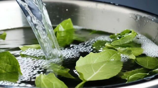 How to freshen greens with water washing technique