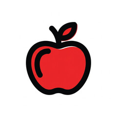 Red Apple Icon Simple Graphic Outline Illustration