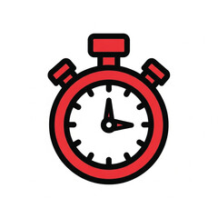 Red Stopwatch Icon, Timer, Time Measurement, Speed Symbol