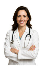 Fototapeta premium Confident female doctor smiling in a professional portrait.